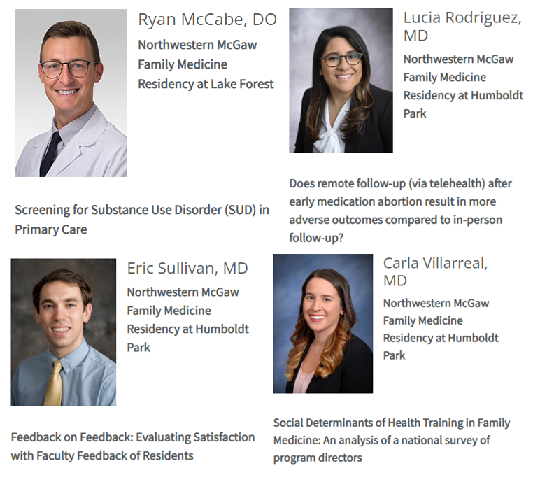 NUFSMFamMed's tweet photo. Closing out #ResResearch day, presentations on #SDoH curricula in residency, delivery of feedback, SUD screening in primary care, telehealth follow-up for medication abortion, Meniscus Repair and Meniscectomy, OMT curriculum development, and trauma-informed care training https://t.co/H7UUynsiXp