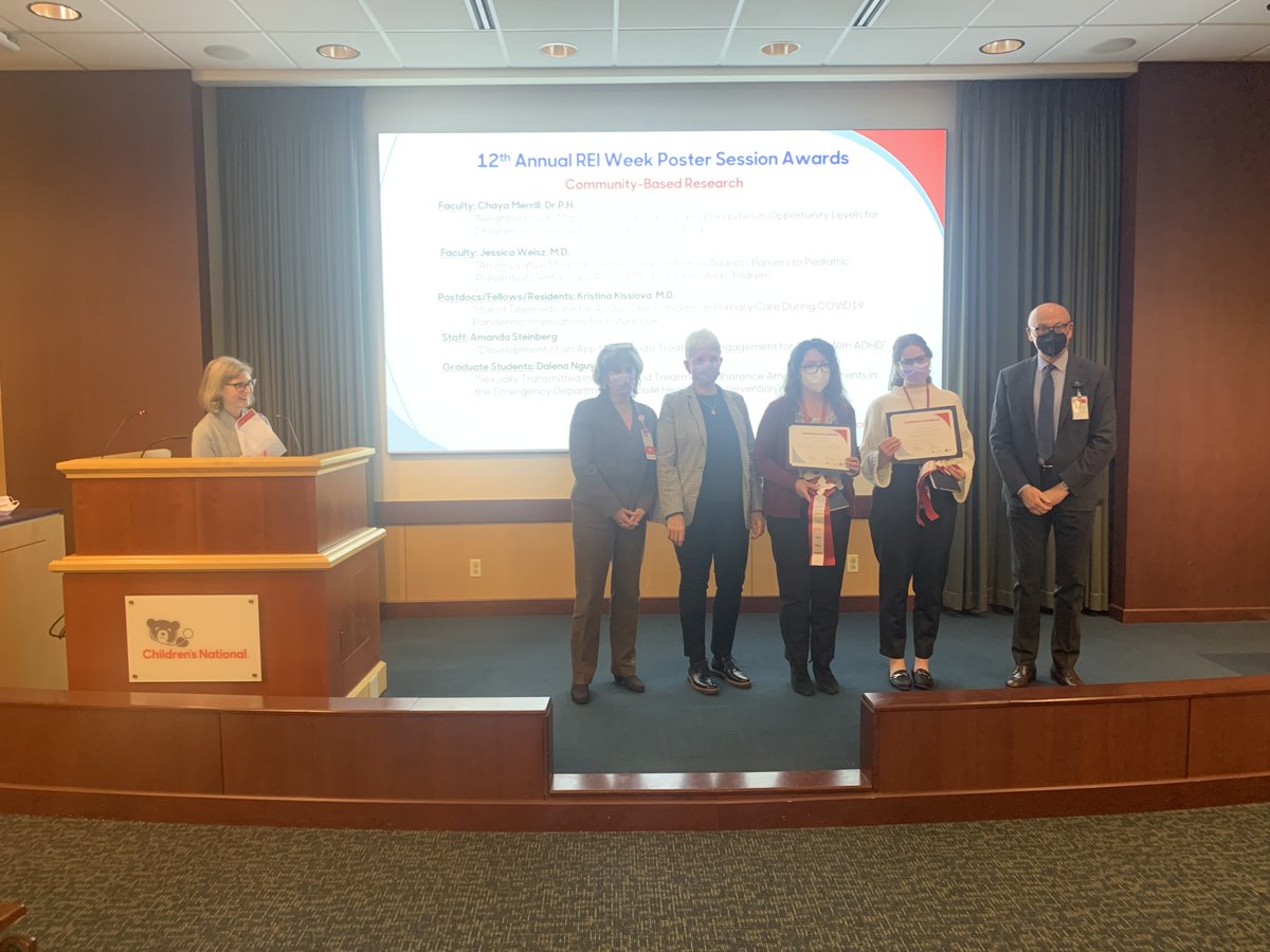 Thrilled that <a href="/A_Steinberg22/">Amanda Steinberg</a>'s poster at  #REIWeek2022 was awarded in the Community-Based Research category by <a href="/ChildrensNatl/">Children's National Hospital 🏥</a>! Grateful to get to work with Amanda on our ATOM Project, designing tech-enhanced school interventions for teens with #ADHD!  #CNHPsychology