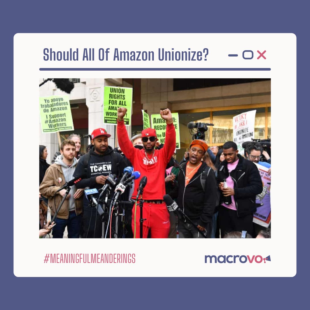 macrovo's tweet photo. Should #Amazon unionize company-wide? ‍💼 Led by former employee #ChrisSmalls, Staten Island #AmazonWorkers have voted to Unionize.
Read more and share your thoughts at https://t.co/0DH6NeTH2q!

#macrovo #unionize #statenisland #trendingtopics #shareyouropinion #shareyourthoughts https://t.co/sxRIivhMho