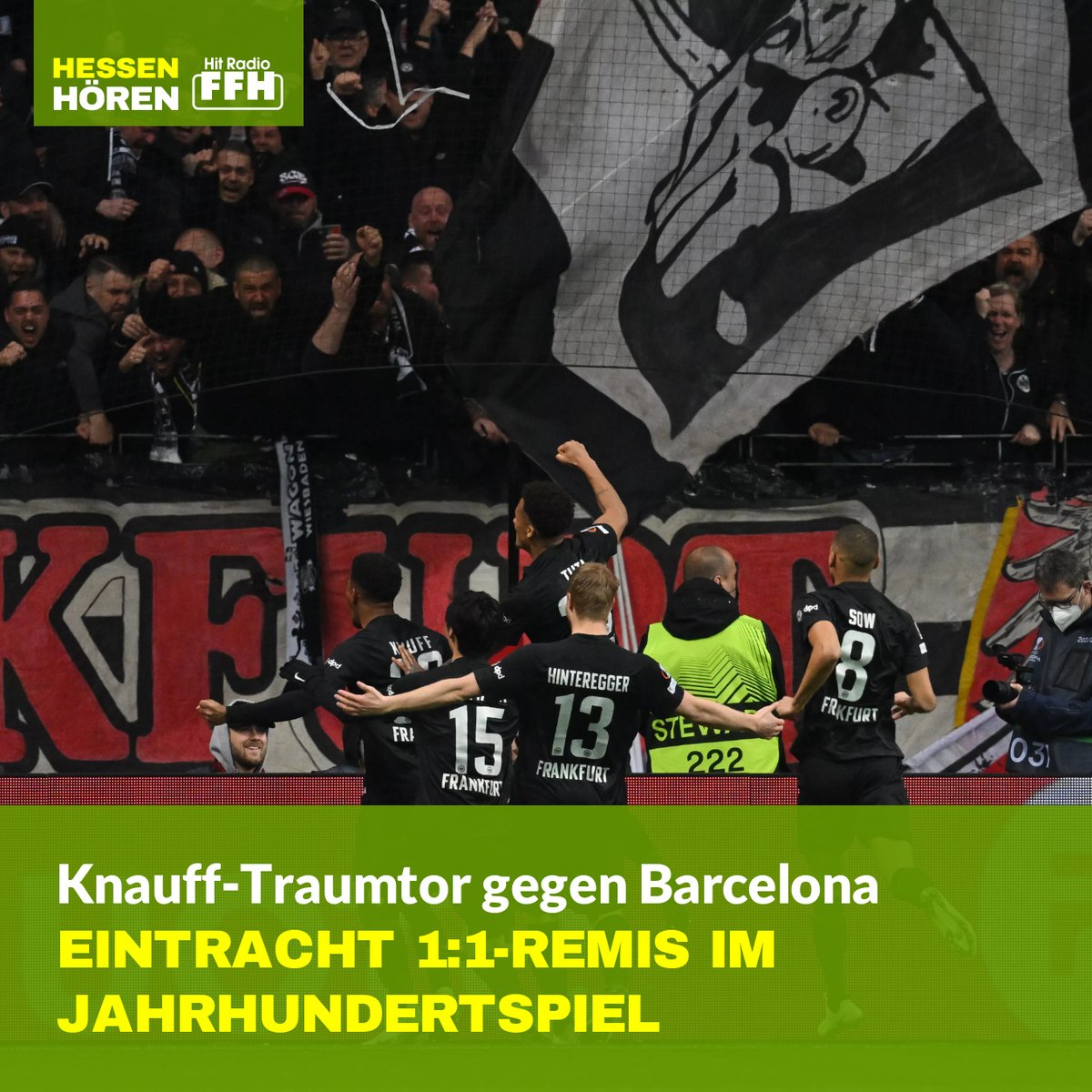 FFHde's tweet photo. Durch ein Traumtor von Ansgar #Knauff hat @eintracht im #Viertelfinal Hinspiel der #EuropaLeague ein 1:1 #Unentschieden gegen den @fcbarcelona erkämpft. #SGEFCB #SGEuropa #SGE #EintrachtFrankfurt #Europapokal 👉 https://t.co/koKlhHrPe0 https://t.co/7T3YZcAURn