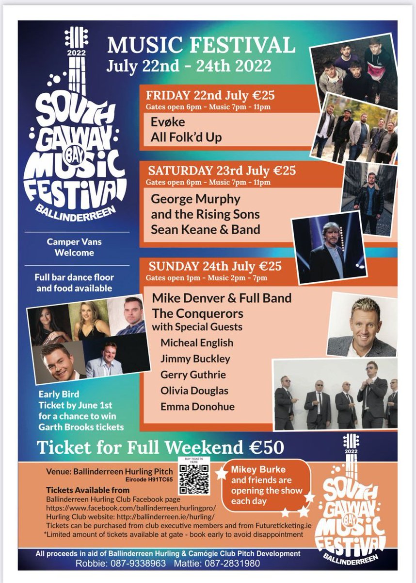 BallinderreenG's tweet photo. 🪕🎶🪕🎶🎸HERE WE GO.🎸🎶🪕🎶🪕
🎶🎶GALWAYS NEWEST MUSIC FESTIVAL����🎶 

The South Galway Bay Music Festival in conjunction with Ballinderreen GAA takes place from the 22nd to 24th July. https://t.co/7NIzzlHf12