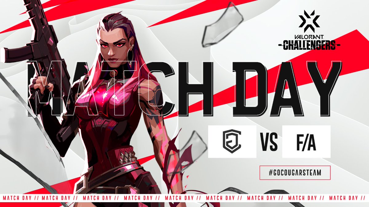 #VALORANTChallengers 

👉Hoy nos enfrentamos a las 20hs 🇪🇨🇲🇽🇨🇴 vs los chicos de #FAteam.

¡Vamos equipo!💪

#GOCOUGARSTEAM 🐯