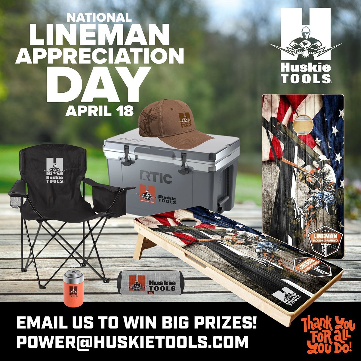 HuskieTools's tweet photo. HAPPY LINEMAN APPRECIATION DAY! Huskie Tools appreciates the work you do every day to keep us safe. To celebrate YOU, we are giving away many cool prizes! ENTER NOW by emailing a photo and/or story to power@huskietools.com.
https://t.co/sYiwreddO7
#linemen #linelife #linefamily https://t.co/tBnPlX3BGv