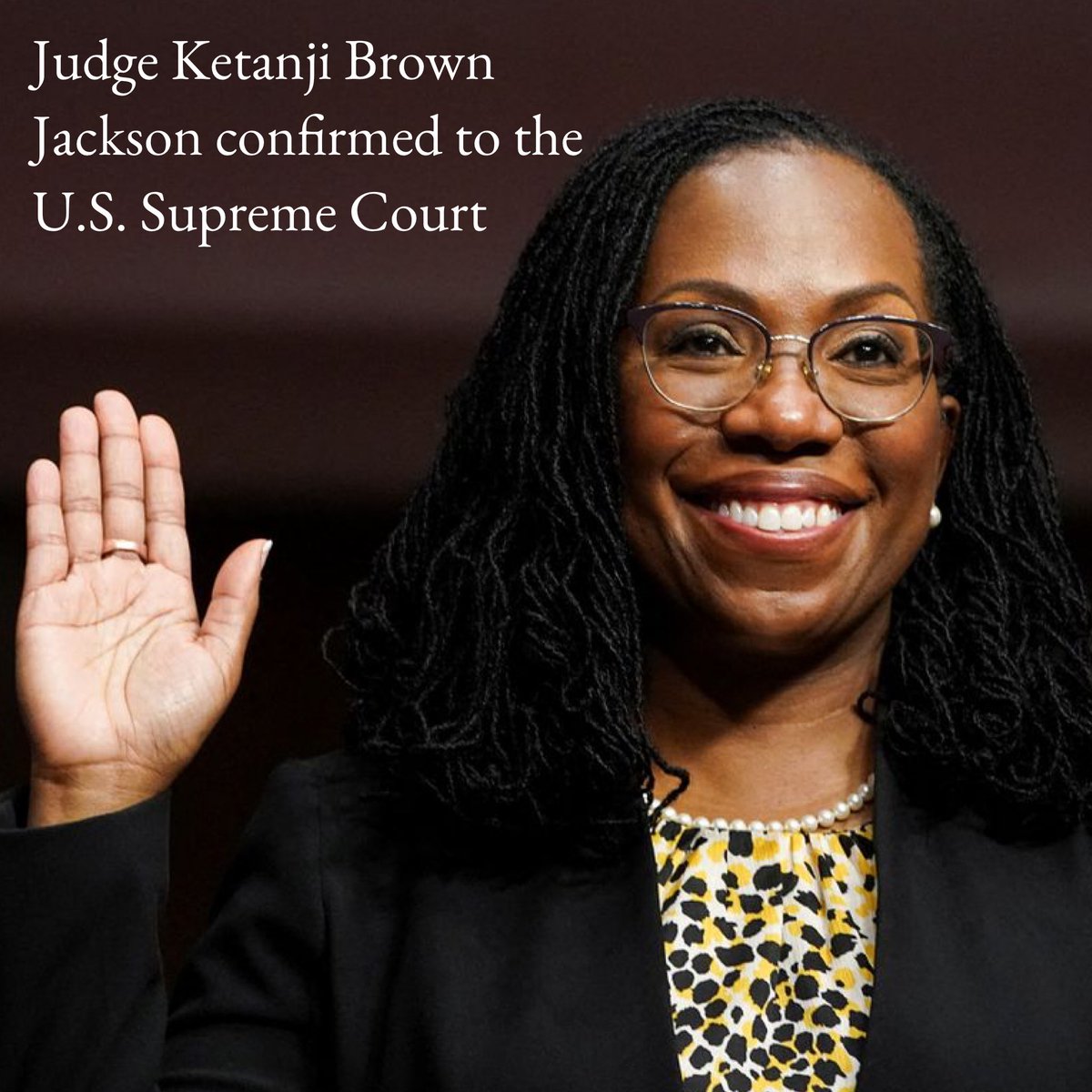 Confirmed!! Congratulations to Judge #KetanjiBrownJackson. Such a historic moment. Well deserved! #KBJ