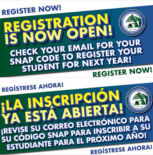 Returning student registration is now open pre-k through 8th grade!!!!!