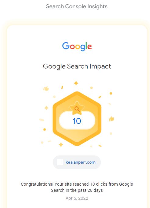 This was very cool to see!

10 clicks in 28 days!
