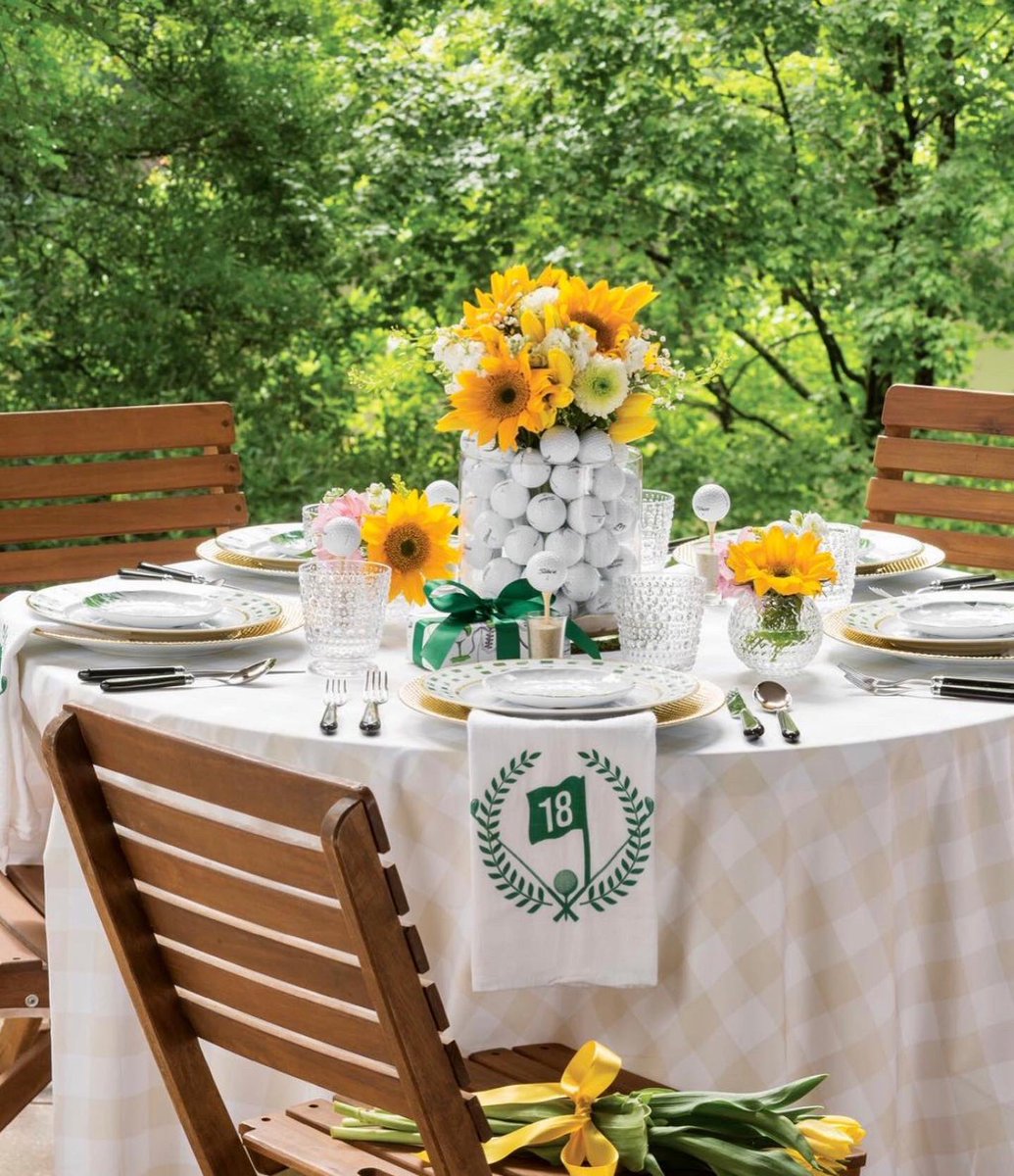 #MastersTournament ⛳️ party as seen in @SouthernLadyMag featuring enchantedhome.com #tabletop decor #golf #tablescape #golfparty