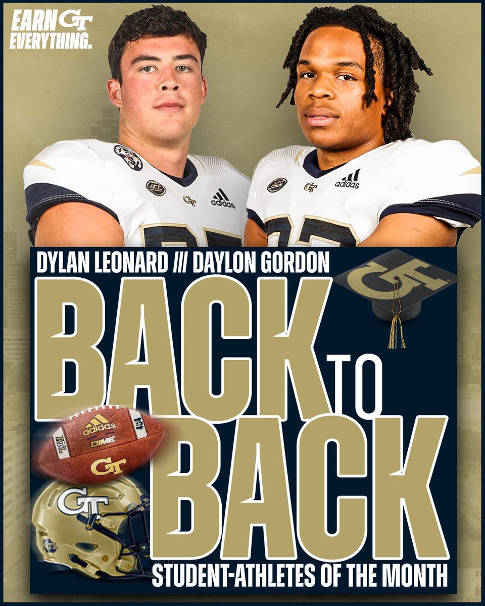 GeorgiaTechFB's tweet photo. On AND off the field 💪

Congratulations, Daylon &amp; @Dylanl_2!!!!

#4the404 /// #PtBD https://t.co/dWqQbFLKlK