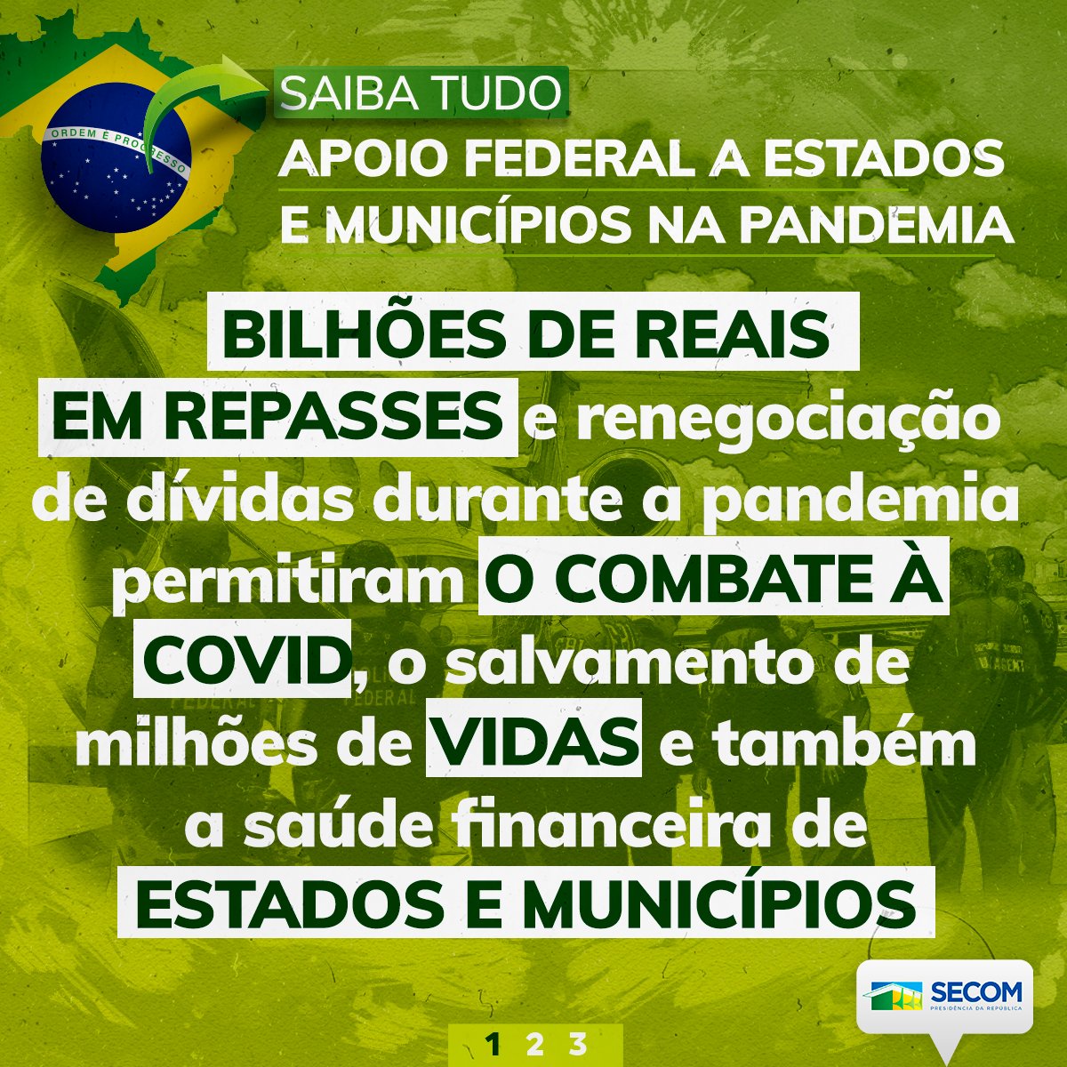secomvc's tweet photo. Muitos municípios e estados foram prejudicados com a política irresponsável do “fecha-tudo”, adotada por prefeitos e governadores.

Coube ao Governo Federal agir em socorro dos brasileiros, afrouxando leis, repassando recursos e renegociando dívidas. https://t.co/0h9LbwFVcF