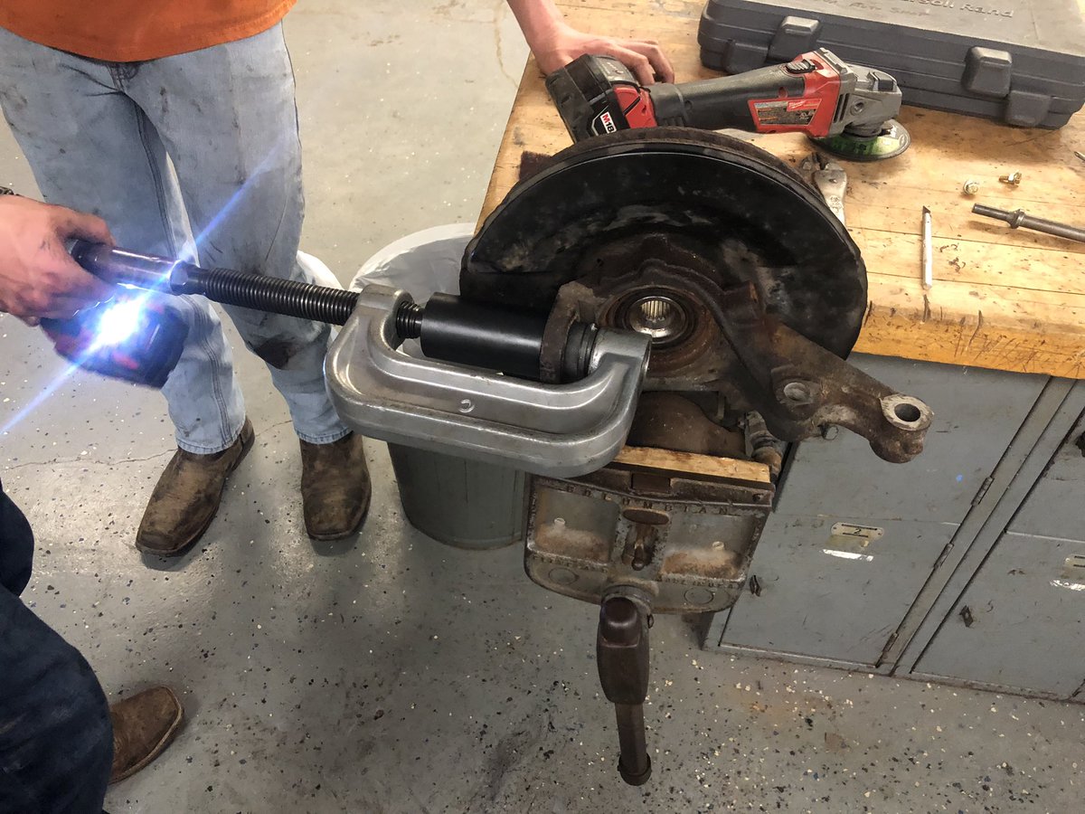 It was certainly a group effort today as we began a big front suspension job.  New struts all the way around, ball joints, tie rod ends and sway bar end links.  Falls right on line with our Intro to Auto class studying steering, suspension and brakes! #rowvastrong