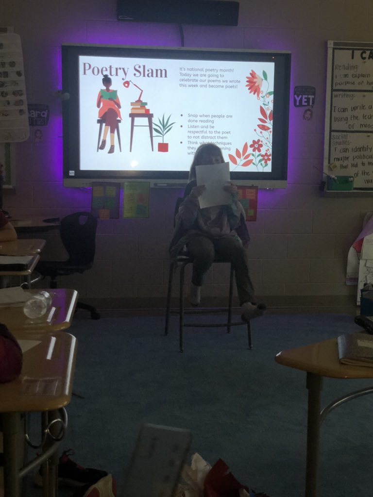 For National Poetry Month the students celebrated by sharing their favorite poem they wrote from the past week. They learned lots of different techniques to write poems and how to build a mood. Proud of them for being brave. #tcrwp #lex1literacy #cesaviators