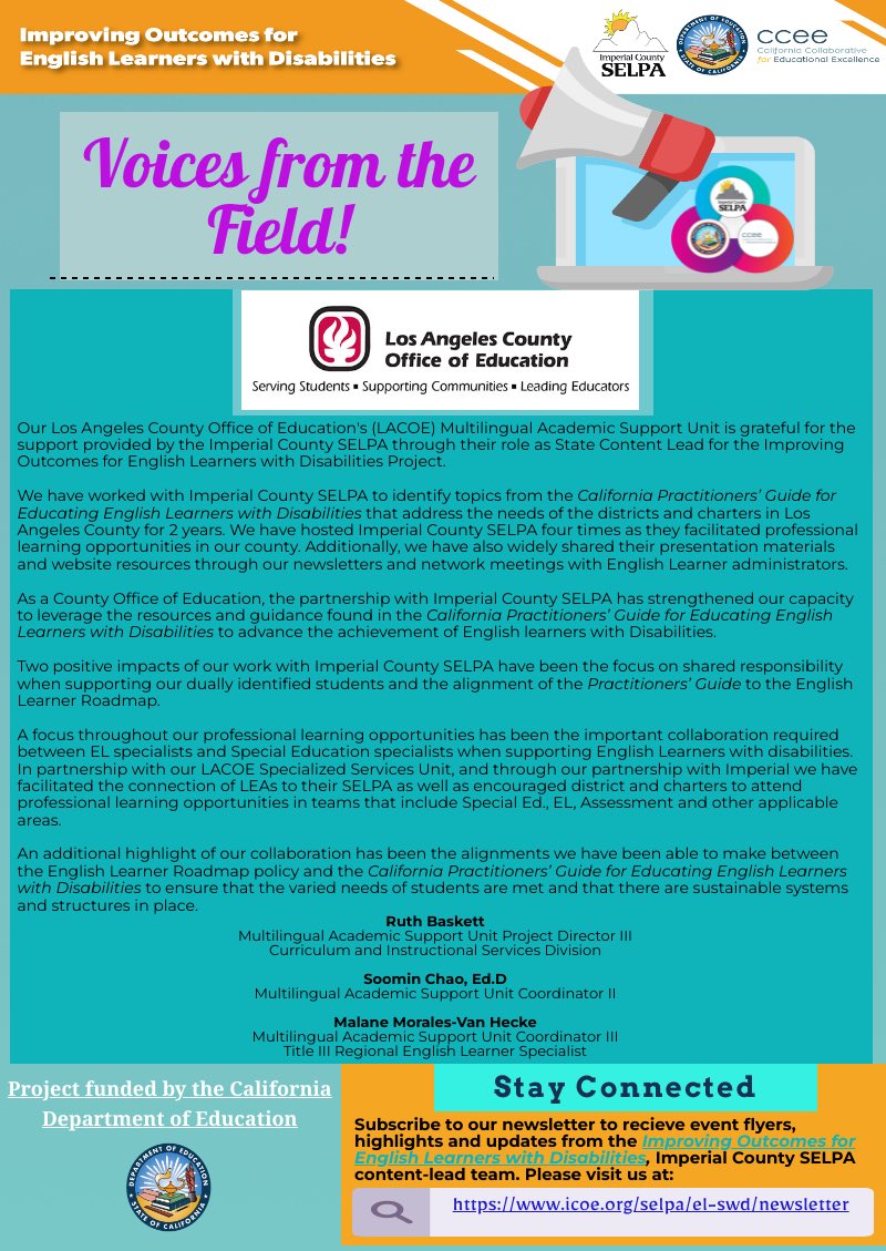 el_swd's tweet image. A huge THANK YOU to our colleagues at LACOE for their support of our project.  It’s been an honor to work with you. #collectivecommitment #elswd #icselpa #duallyidentified