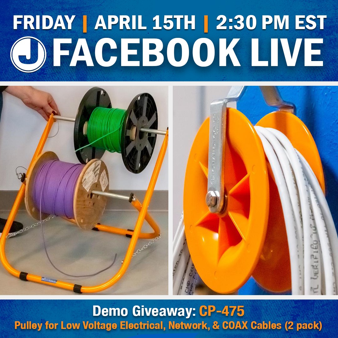 JonardTools's tweet photo. Our next #FacebookLiveEvent is on 4/15 @ 2:30 pm EST, featuring the #JonardTools CP-475, Pulley for Low Voltage Electrical, Network, &amp; COAX Cables (2 pack), and the CC-5442, Double Decker Steel Cable Caddy!

One viewer will #win a CP-475, valued at $49.95 USD.

#Jonard #cablelife https://t.co/kT20rQGpx3