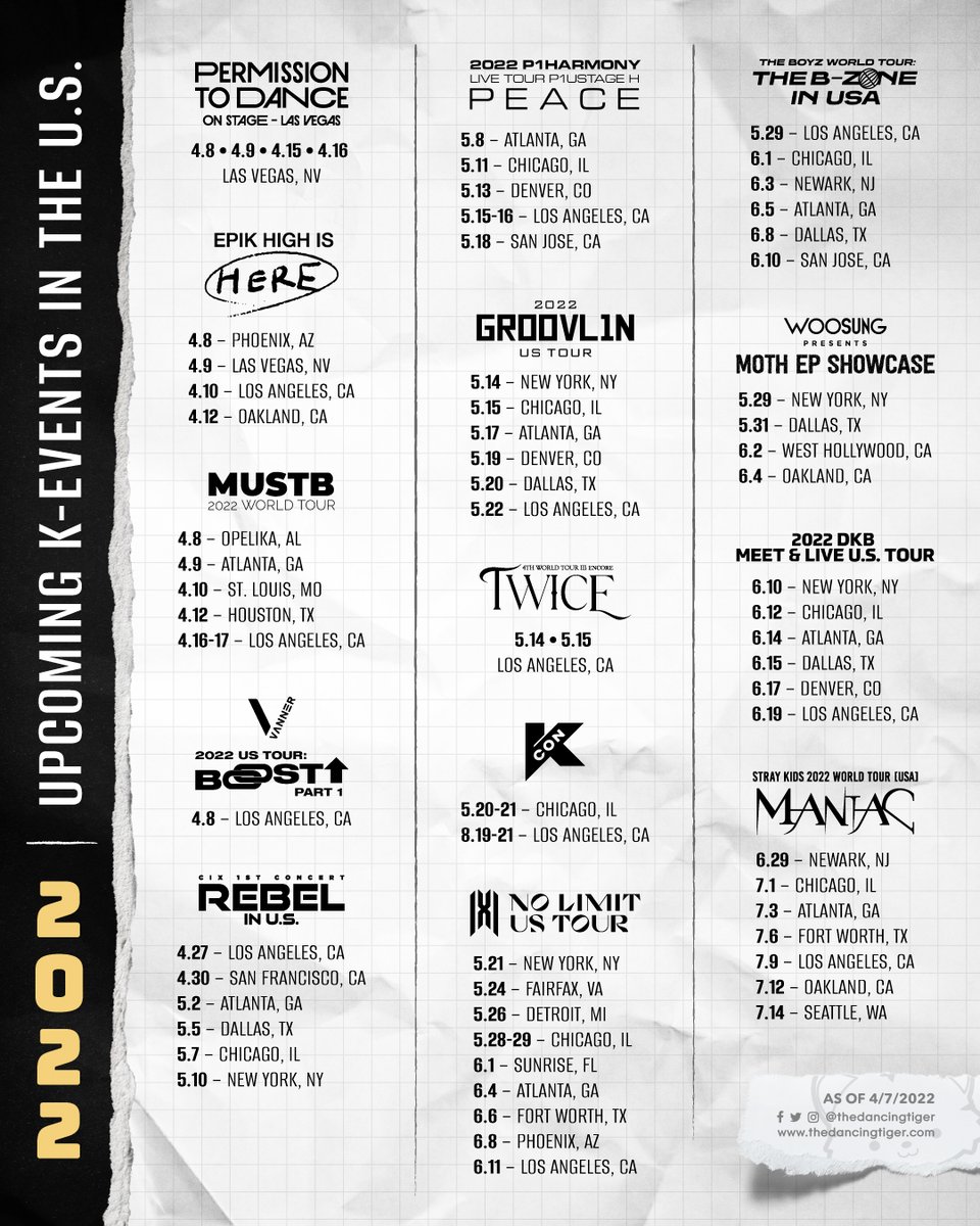 TheDancingTiger's tweet photo. IT'S TOUR SEASON! Haven't made one of these in awhile! I love designing these things &amp; I hope it helps you guys keep track of everything that's going on! 

Please let me know if there's any errors or if I'm missing anything! https://t.co/mcWREOZL3i