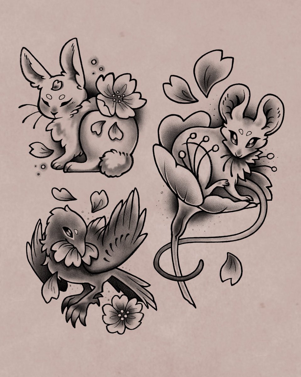 dumbbitchkuu's tweet photo. Critter tattoo designs I released on instagram 🌸 https://t.co/fPkAdAGwzz