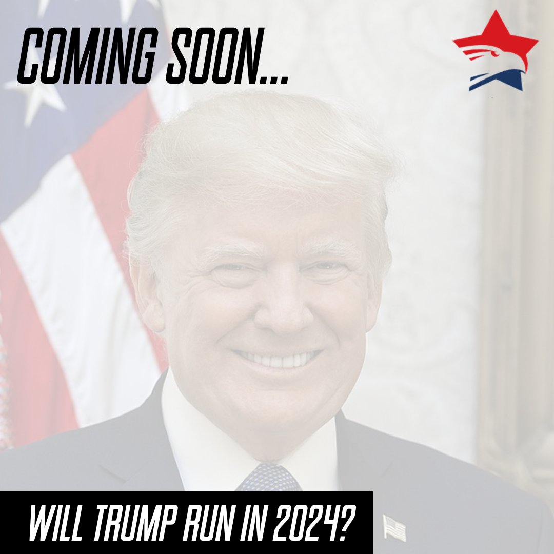 theamericanblog's tweet photo. Coming soon... Will Donald Trump run again in 2024? Find out tomorrow on #theinformedamerican https://t.co/Qc2Acpy57c