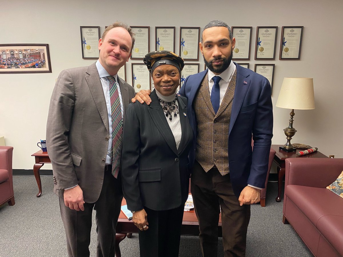 BPIBard's tweet photo. We want to send a special thank you to retired Senator Valmanette Montgomery who carried this legislation in the Senate for many years. She remained a supporter of @BPIBard through her last days on the job. Here she is with @maxkenner &amp; @DyjuanTatro in Albany. https://t.co/j8PMYdzTny