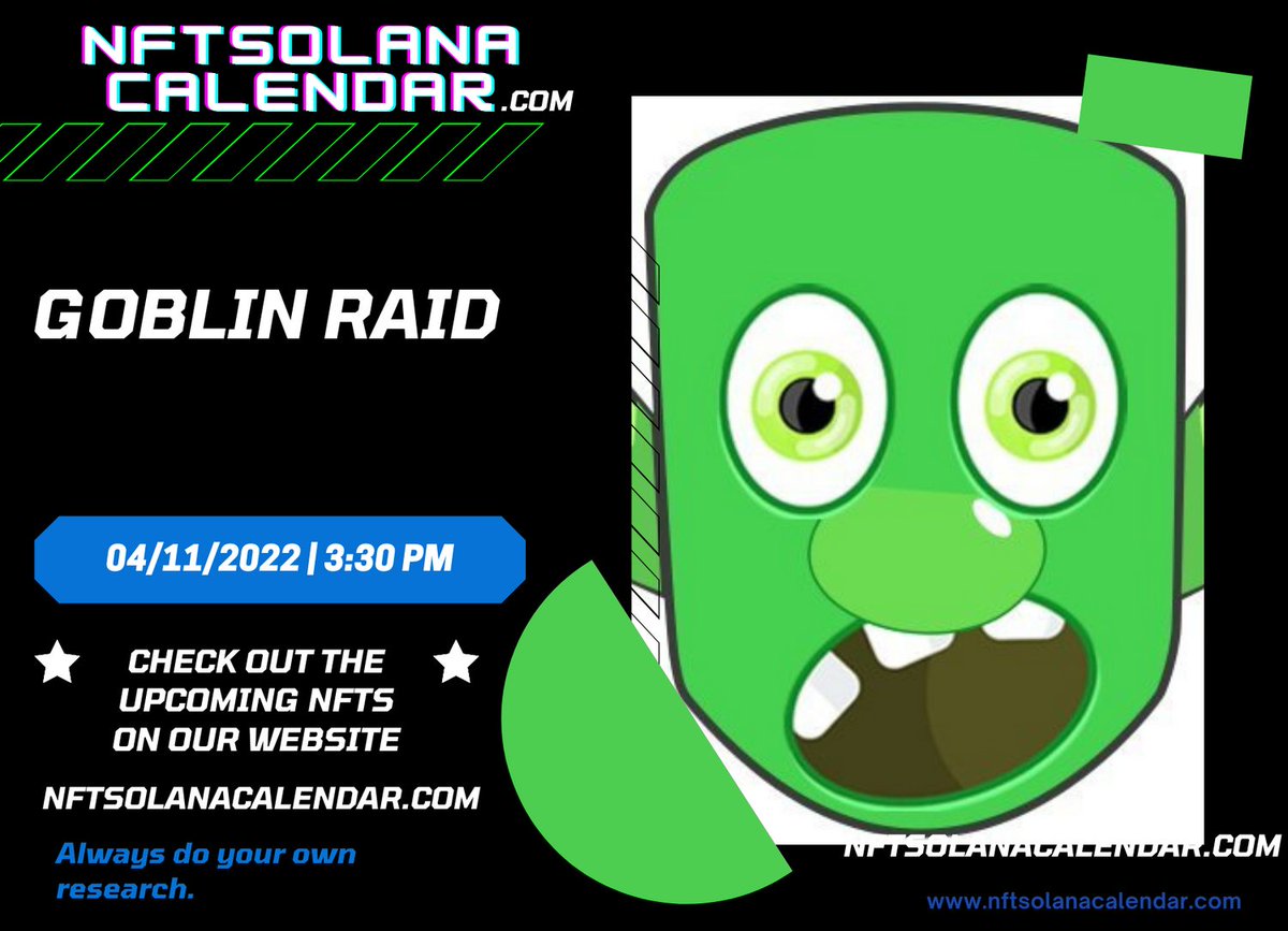 nftsolanacalen1's tweet photo. ┏━━━━━━━━━┓
➡️ @goblinraidsnft⬅️
┗━━━━━━━━━┛
2000  NFTs 💸 0.6 SOL
Check out #SolanaNFTs on our website:
https://t.co/iQaQtxkSRt
🌟Like &amp; Retweet &amp; tag friends!
#nftsolana #nft #solana #solananft 
#upcomingnft #nftdrop #NFTsol #SolNFT https://t.co/AVicpuO8Gp