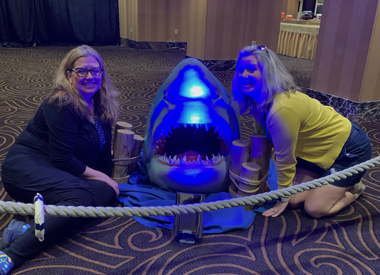WINevada's tweet photo. Co-chairs Jackie Shelton and Rikki Rikker found a new friend when they toured the Atlantis today to work out the details for #WINAtNight. 

While we can't guarantee you'll get to make the same friend, we can promise you'll have a jawful of fun! https://t.co/HmvkKeoh9k https://t.co/kriIxetR7i