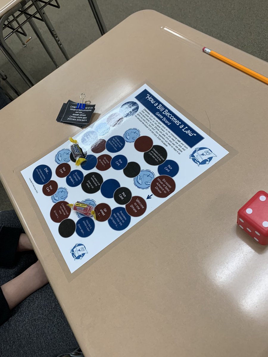 Students had a great time reviewing how a bill becomes a law with this awesome board game!