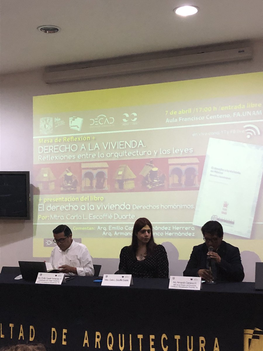 mashellli's tweet photo. Mesa de reflexión y presentación del libro de “derecho a la vivienda” de Carla @kalycho . A mi parecer una de las voces más relevantes en la crisis del habitar que actualmente estamos viviendo #FAUNAM https://t.co/oSc9JHpmoI