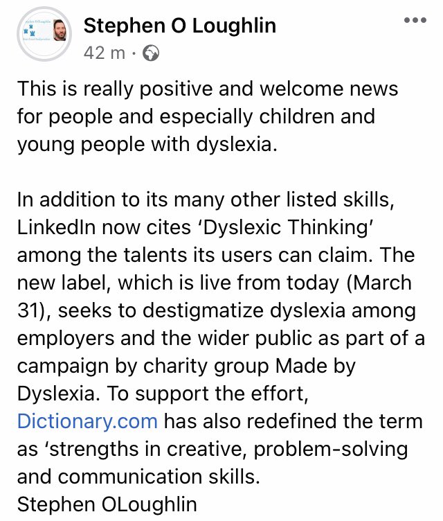 StephenOLough14's tweet photo. This is really positive and welcome news for people and especially children and young people with dyslexia.

https://t.co/kTimUKdtRn

#neurodiversity #forwardthinking #dyslexia https://t.co/tm6YoUczSO