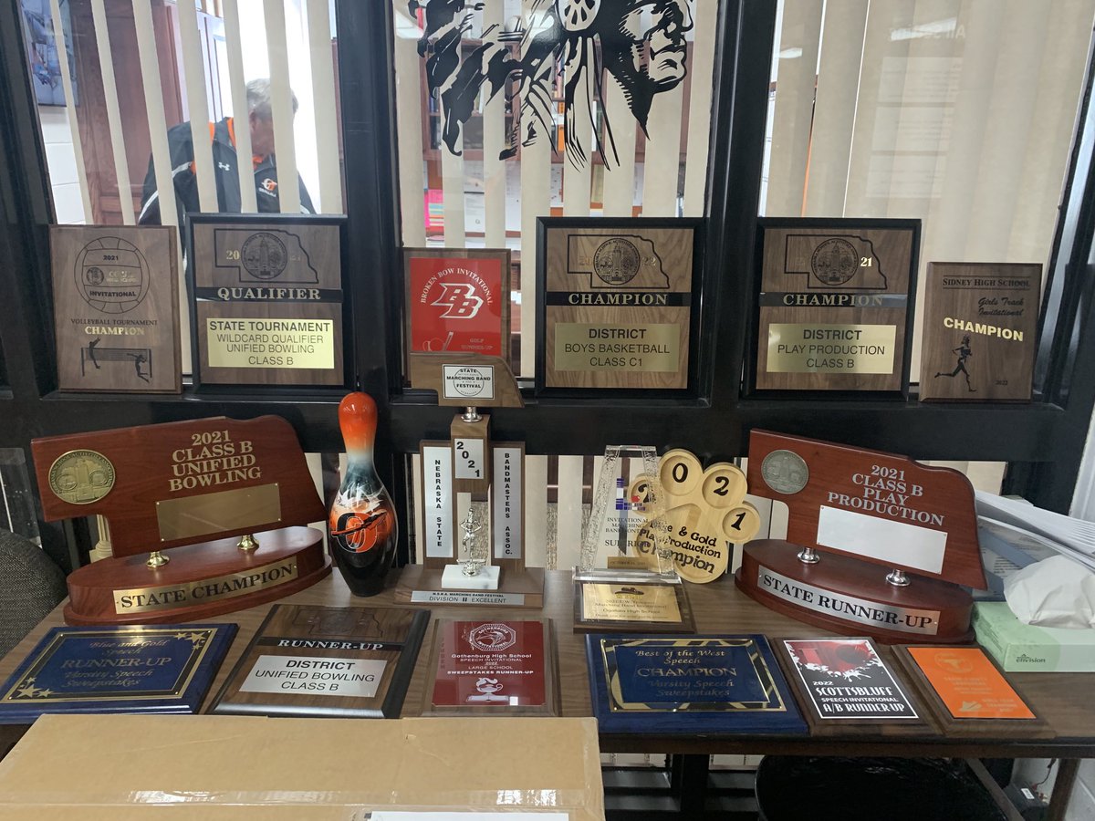 RusselGene's tweet photo. Every year, all awards earned through activities go on the ADs table right outside his office. Let’s just say OG Nation is showing up and showing OUT! #cultureofconfidence ⁦@OGIndians⁩ Go BIG O! https://t.co/MR1LxZn1Sl