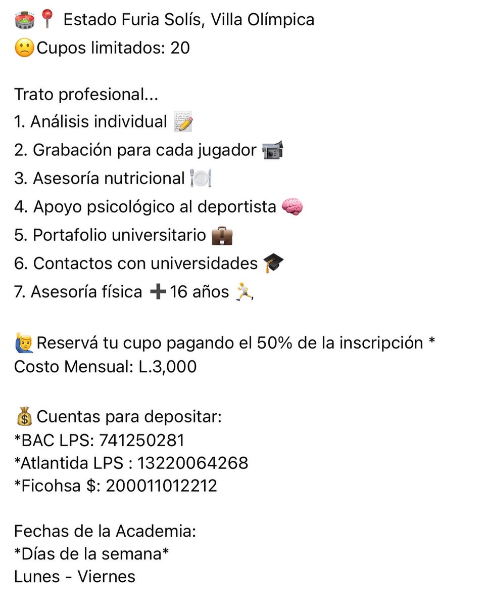 gasparvc_'s tweet photo. ⭐️Hoy llegó el día de anunciar los servicios que ofrecerá la 𝐀𝐜𝐚𝐝𝐞𝐦𝐢𝐚 𝐄𝐥 𝐒𝐮𝐞𝐧̃𝐨. 

⭐️ Edades entre 13 y 18 años. Ofrecemos el servicio de video para cada jugador, educación nutricional, análisis del juego individual y tecnificación en el juego de fútbol. https://t.co/RJBro8nTKH