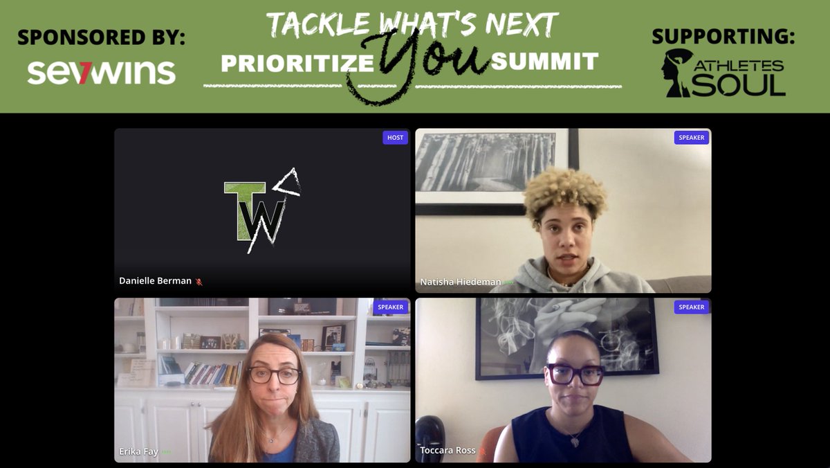 tacklewhatsnext's tweet photo. Our Fireside Chat around the Athlete Journey with mental health is live! Thank you @ToccaraRenee @NatishaHiedeman and @Erika_LMFT for being a part of this conversation!  #PrioritizeYOUSummit https://t.co/Tf29eMeiiL