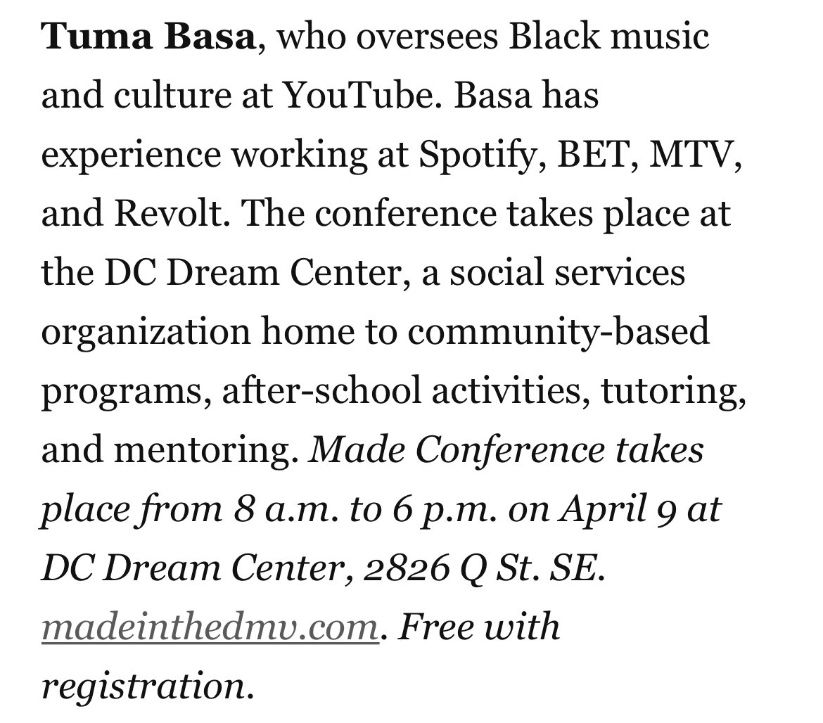 madeinthedmv's tweet photo. https://t.co/SUveg0jwml thanks to the @wcp_arts for covering #madeconference #madecon22 . This Saturday @DCDreamCenter https://t.co/txYYJEkRhg