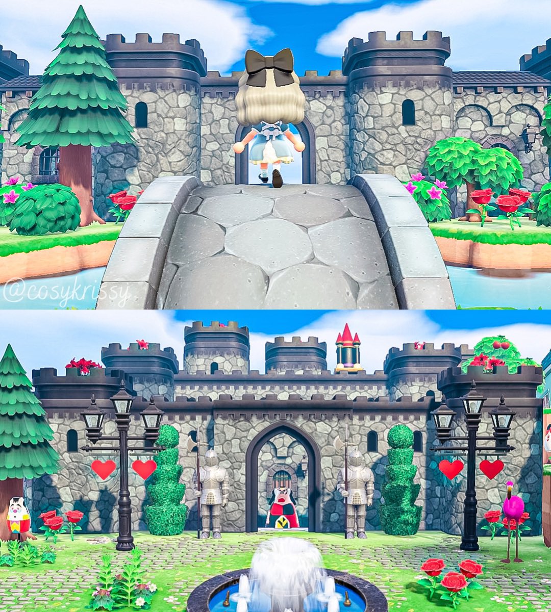 cosykrissy's tweet photo. Running to visit the queen before she chops off my head ♥️♠️ 
#ACNH #AnimalCrossingNewHorizons #ACNHDesign #acnhinspo https://t.co/kKuIoki12k