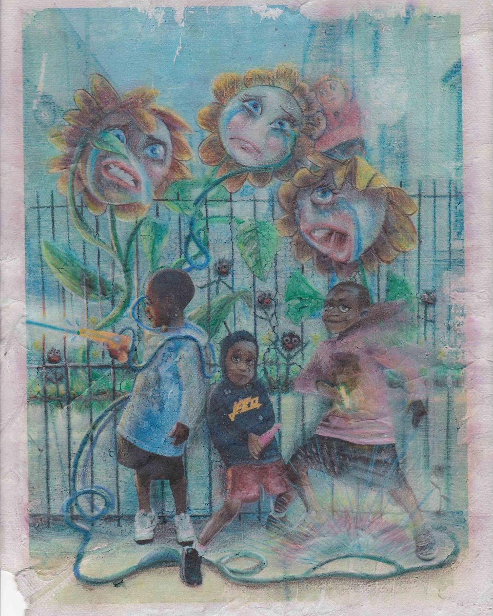 jetcostudios's tweet photo. “Water Garden” (2022) 10x12 Watercolor Pencil on handmade JETCO paper. https://t.co/m2zyyUmjP3