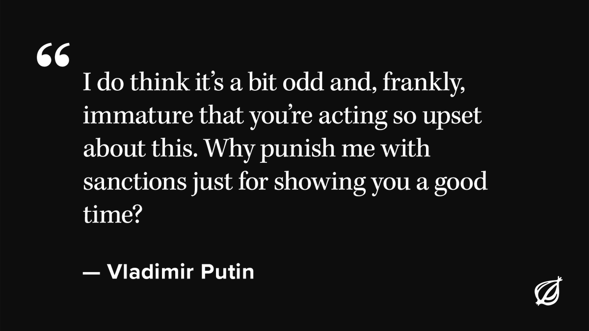 TheOnion's tweet photo. I Thought This Was The Kind Of Shit America Liked — Vladimir Putin https://t.co/BeUL4gX0bt https://t.co/sIrd7SifS0