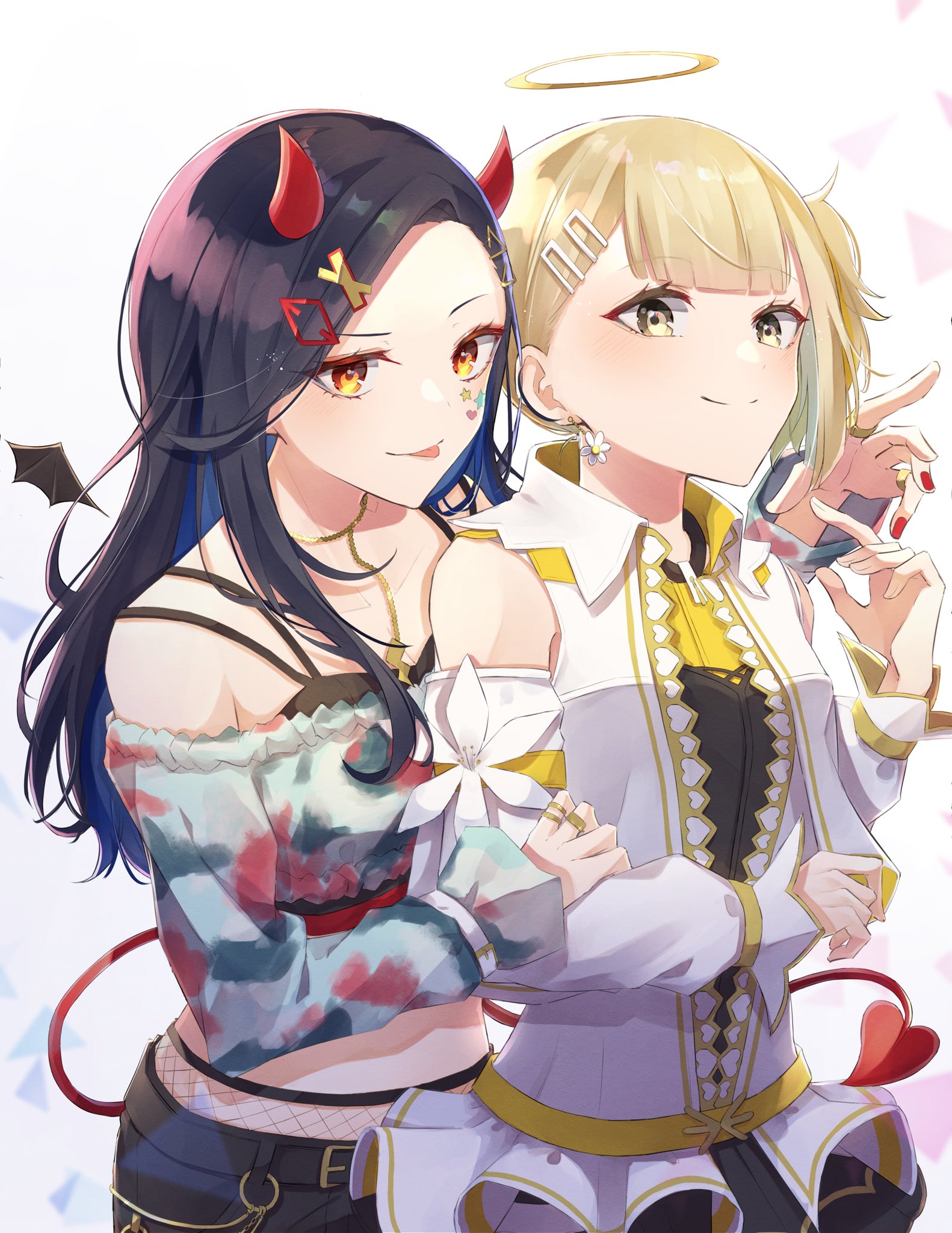 【F6号/売り切りSALE】２娘１（ニコイチ）天使と悪魔【イラストアート】 2娘1(ニコイチ)」 by Chika｜Artmeter｜暮らしを彩るアートが