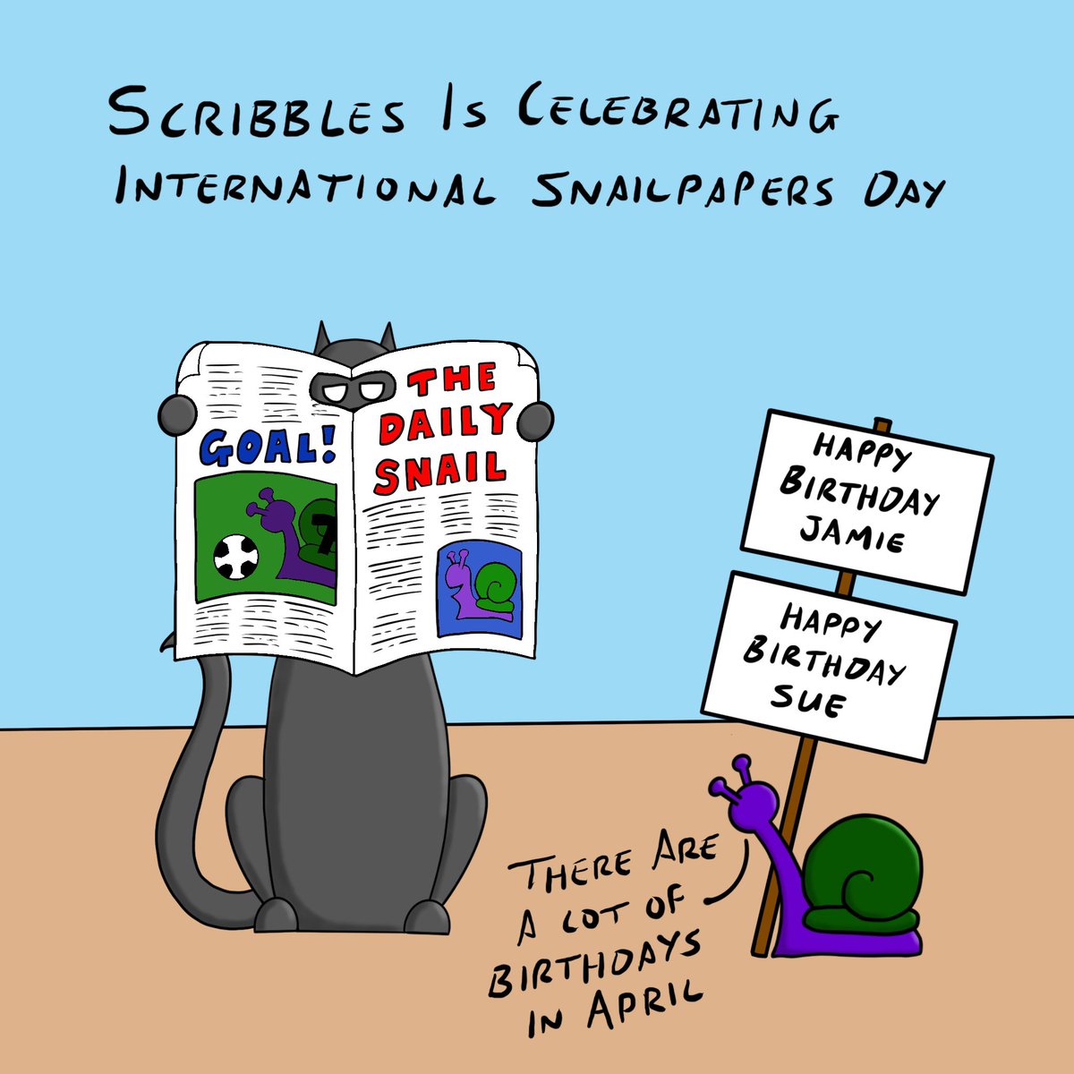 ThisIsScribbles's tweet photo. Scribbles is celebrating international snailpapers day #InternationalSnailpapersDay #SnailpapersDay #Snailpapers #Newspapers #7thApril2022 #CatsOnTwitter #CatsOfTwitter #thisisscribbles https://t.co/V9Tau39zdz