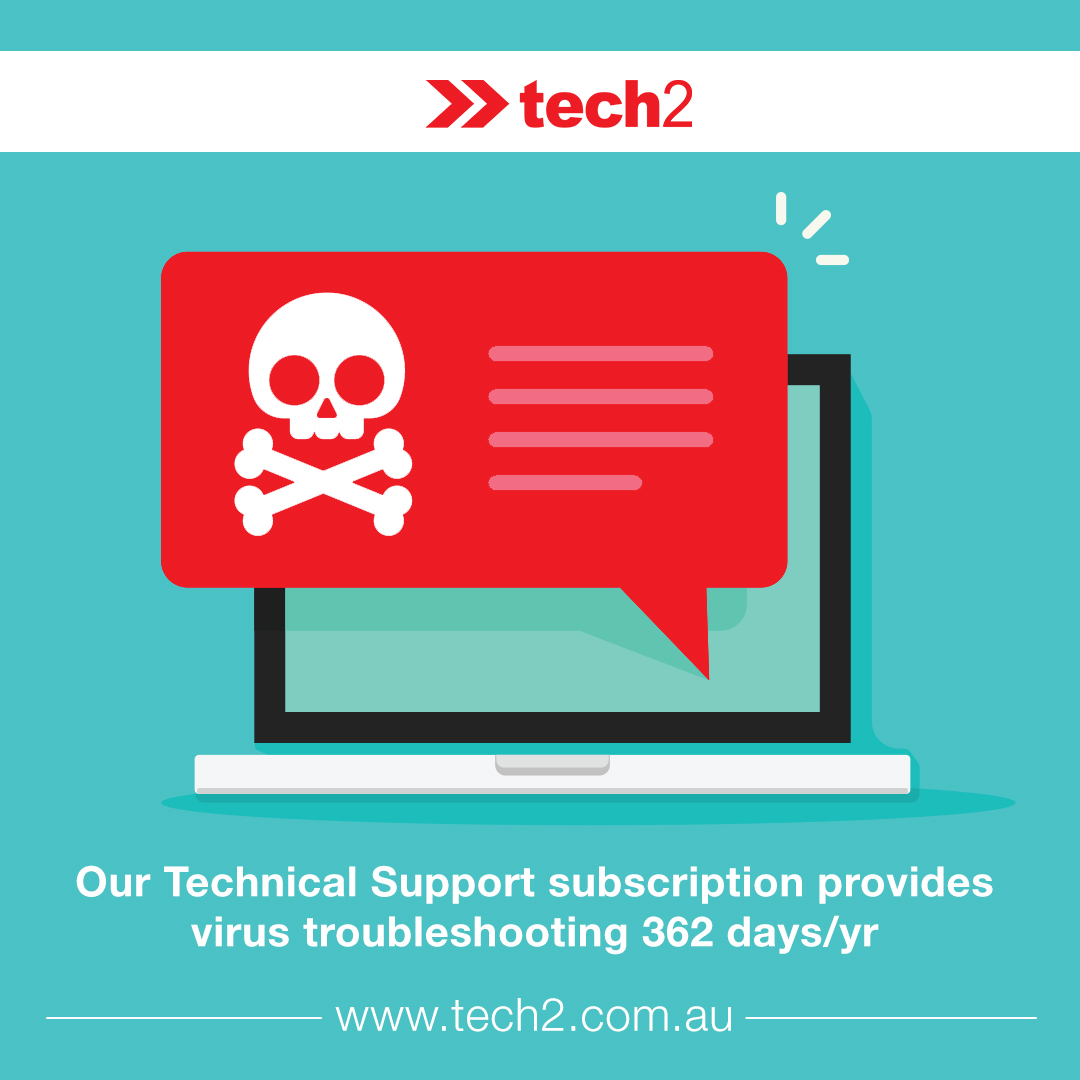 tech2AU's tweet image. More than 6,000 new #computer #viruses are created &amp;amp; released each month and 90% of emails contain some form of #malware 👉 Get yourself covered with a tech2 tech support subscription today! 👍 Visit tech2.com.au/services/compu…