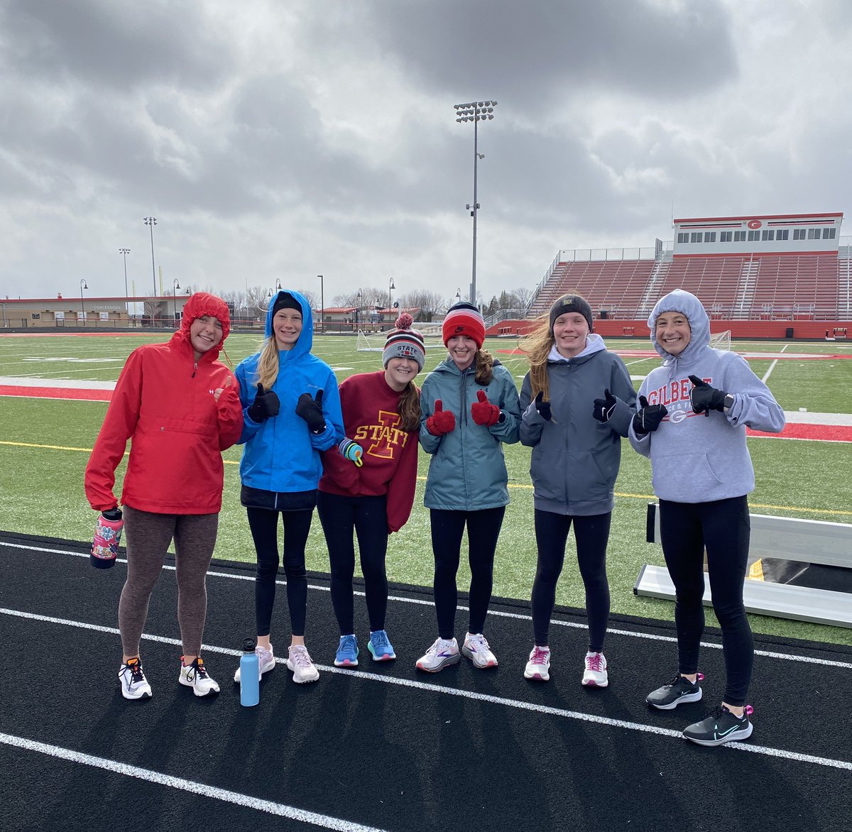 Lokautman's tweet image. Sleet, rain, 37 mph winds, feels like temp of 29….but did we dominate our work out?!?! YUP! #iowaweather #yesitisapril7 #bringonspring