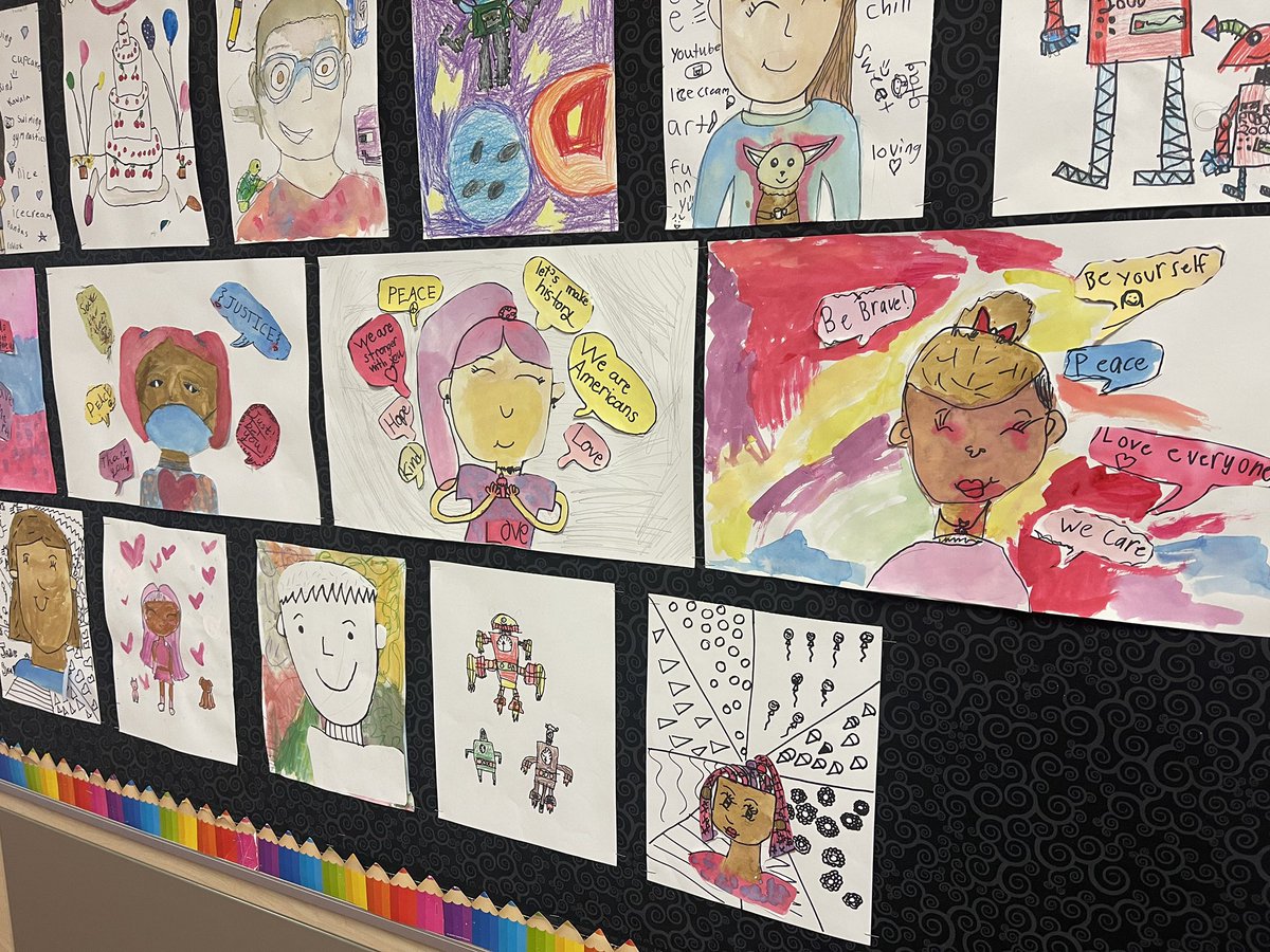 Mrs_Darden_'s tweet photo. I absolutely LOVED seeing this artwork our eagles have created based off the book Say Something. So powerful and creative π¨ #TeamFES #GrowHereSoarHere https://t.co/rBqnJ2gpF3