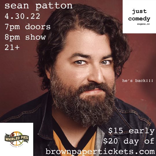 justcomedyeug's tweet photo. Guess who’s back, bbs!! …it’s us! and @mrseanpatton! If you missed him last year or you just weren’t ready for live events yet, join us this month for an awesome show! https://t.co/ECWPdGSni8