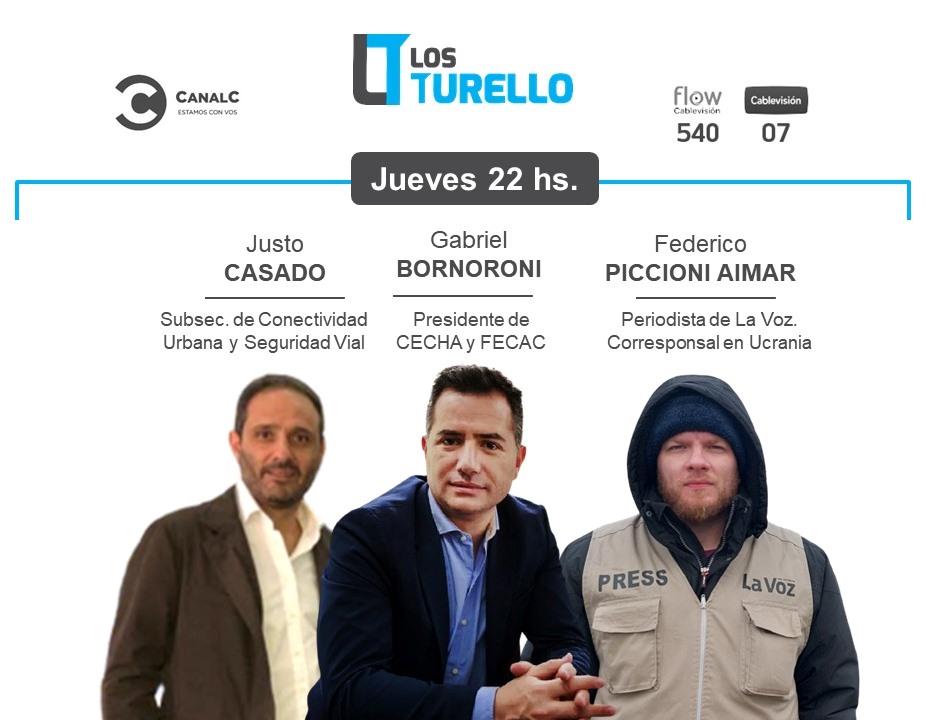 LosTurello's tweet photo. [📺] Esta noche conversamos con @BornoroniG -Pte. de @CECAH_Org y de #FECAC-, #JustoCasado -Subsec. #ConectividadUrbana y #SeguridadVial de la @MuniCba- y @FPiccioniAimar -Periodista; fue corresponsal de @LAVOZcomar en #Ucrania-.

¡No te lo pierdas!
A las 22, por @CanalCCordoba. https://t.co/RxUQRmJe46