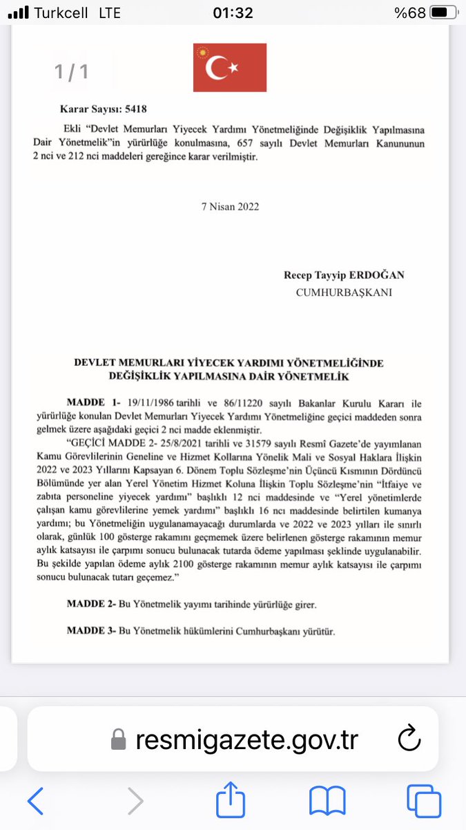 Leventusl's tweet photo. 6.Dönem Toplu Sözleşmesinde 
@Bem_Bir_Sen olarak imza attığımız önemli bir kazanımın karşısındaki bütün engelleri kaldırdık.

Yönetmelik değişikliğiyle yemek yardımı “nakdi olarak”verilecektir.

Yerel Yönetim memurları adına 
Cumhurbaşkanımız sayın @RTErdogan çok teşekkür ederim. https://t.co/WgdoHLAR2R