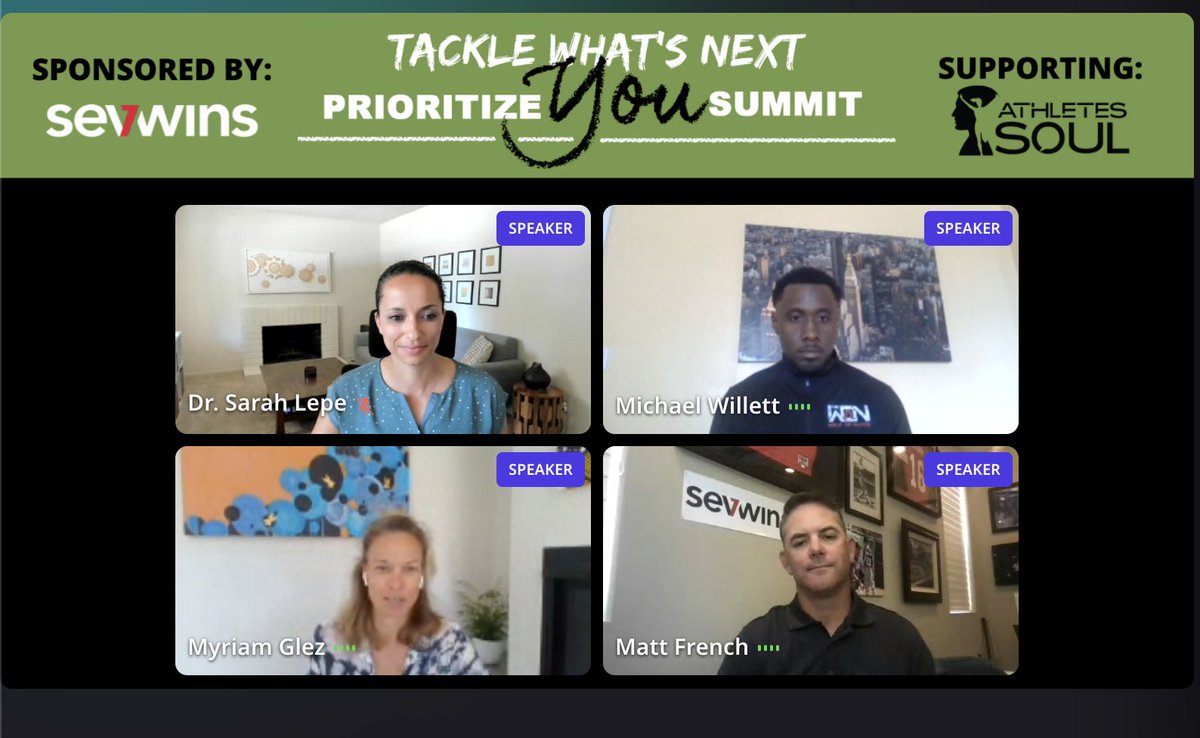 tacklewhatsnext's tweet photo. Thank you to our first panel on navigating identity and reshaping your identity for reminding us that we are all more than one thing, and it's important to tap into that. @mwfrench9 @sevwins #AthletesSoul #RebrandedAthlete @WalkOn_Nation 

#PrioritizeYOUSummit https://t.co/ywreuojCMR