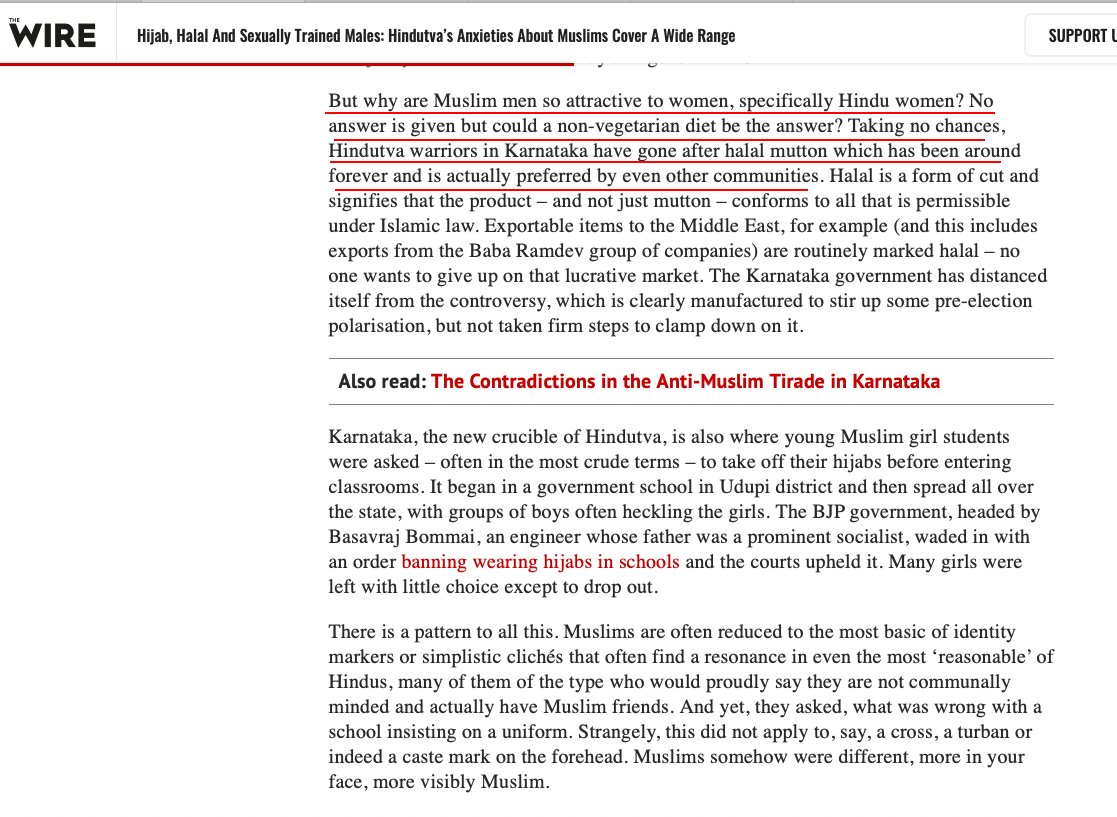 HinduHate's tweet photo. The Wire's Siddarth Bhatia writes.
Question: "Why are Muslim men so attractive to .....Hindu women?"
Reason: "Halal cut mutton which has been around forever."
This media outlet is the darling of ultra left-Islamists.
@Rajeev_GoI @AshwiniVaishnaw
#Hinduphobia
#BanTheWire https://t.co/48x5xHjRLV