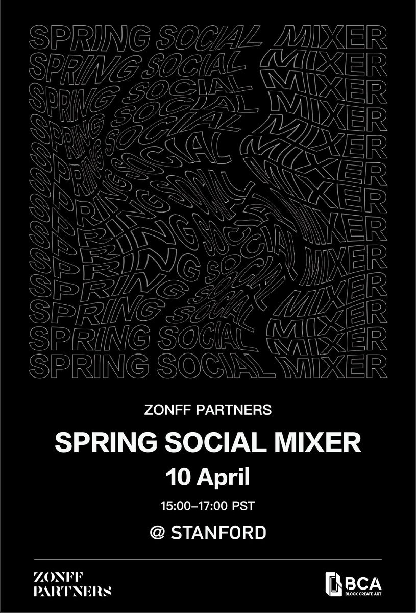 ZonffPartners's tweet photo. 🚨 EVENT ALERT 🚨

"Zonff Partners x BCA Spring Social Mixer at Stanford"

📌10 April, 3PM - 5PM PST 

An offline social gathering for all #Web3 builders, newcomers, enthusiasts, and investors in Silicon Valley.
 
JOIN US: https://t.co/OZ94V3ZBS9  @BlockCreateArt https://t.co/V4aW3YlW5E