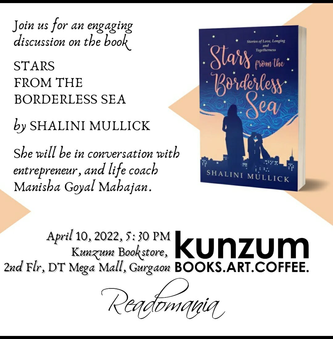Natasha (@natsharma) on Twitter photo Book your dates for 10th April, Gurgaon-ites!My lovely buddy,
<a href="/MullickShalini/">Shalini Mullick</a> will be discussing her gorgeous book, Stars From the Borderless Sea, at the Kunzum Bookstore.
Be there or be square.
#Writers #AuthorsOfTwitter #authorRT Book your dates for 10th April, Gurgaon-ites!My lovely buddy,
<a href="/MullickShalini/">Shalini Mullick</a> will be discussing her gorgeous book, Stars From the Borderless Sea, at the Kunzum Bookstore.
Be there or be square.
#Writers #AuthorsOfTwitter #authorRT
