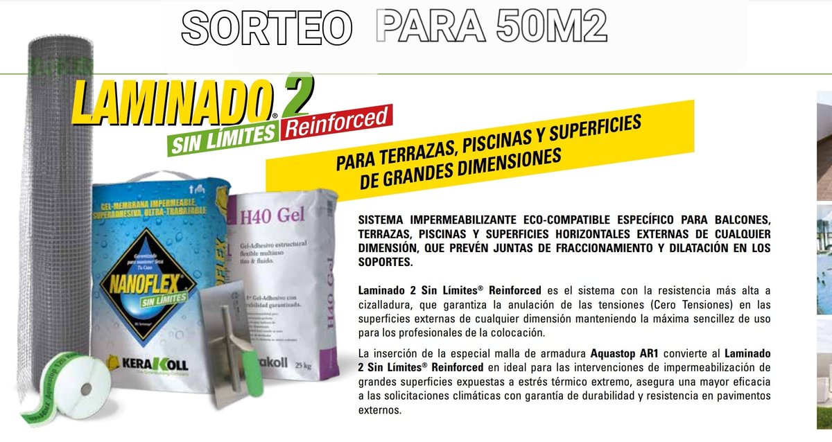 #SORTEO #LaMueveFm material para realizar 50m2 de #impermeabilización con #Laminado2  #Kerakoll <a href="/nanoflex_es/">Nanoflex - Green Pro - Laminados Kerakoll</a>
Para participar tienes que ser de #GranCanaria, seguirme en Instagram @matiaskerakoll y mandar mensaje con tu nombre al 633475110. #SORTEO lunes 11.04.22 #Participa