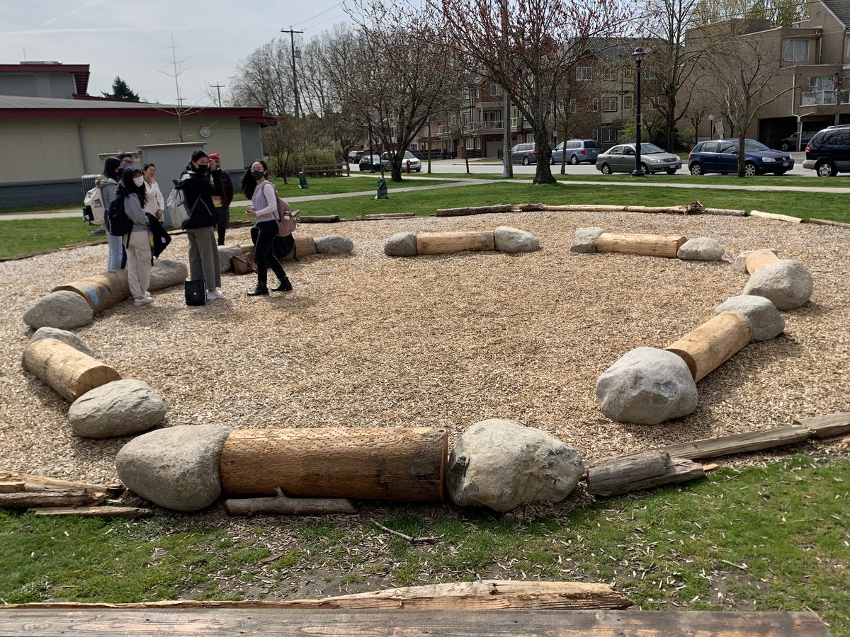 RichmondColts's tweet photo. Latest addition to our outdoor learning space is the natural seating area composed of boulders and logs. Check out our journey at https://t.co/lW008EjDSY. More to come with the installation of our student-built tables decorated with wood burning images by students. #OLE #sd38les https://t.co/mhWIHmnKxO