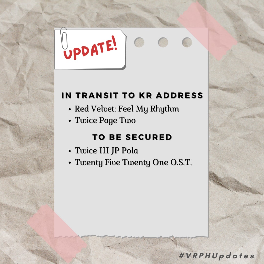 VinylRacksPH's tweet photo. ❗VRPH MASS UPDATE❗
Hi!! Here's an update on your orders!! 💕
Note: for twice sealed albums, we'll be sending the form for card pooling on your email pa wait nalang po 🤗
Thank you!! 💗
#VRPHUpdates https://t.co/YQJ3eBneXn