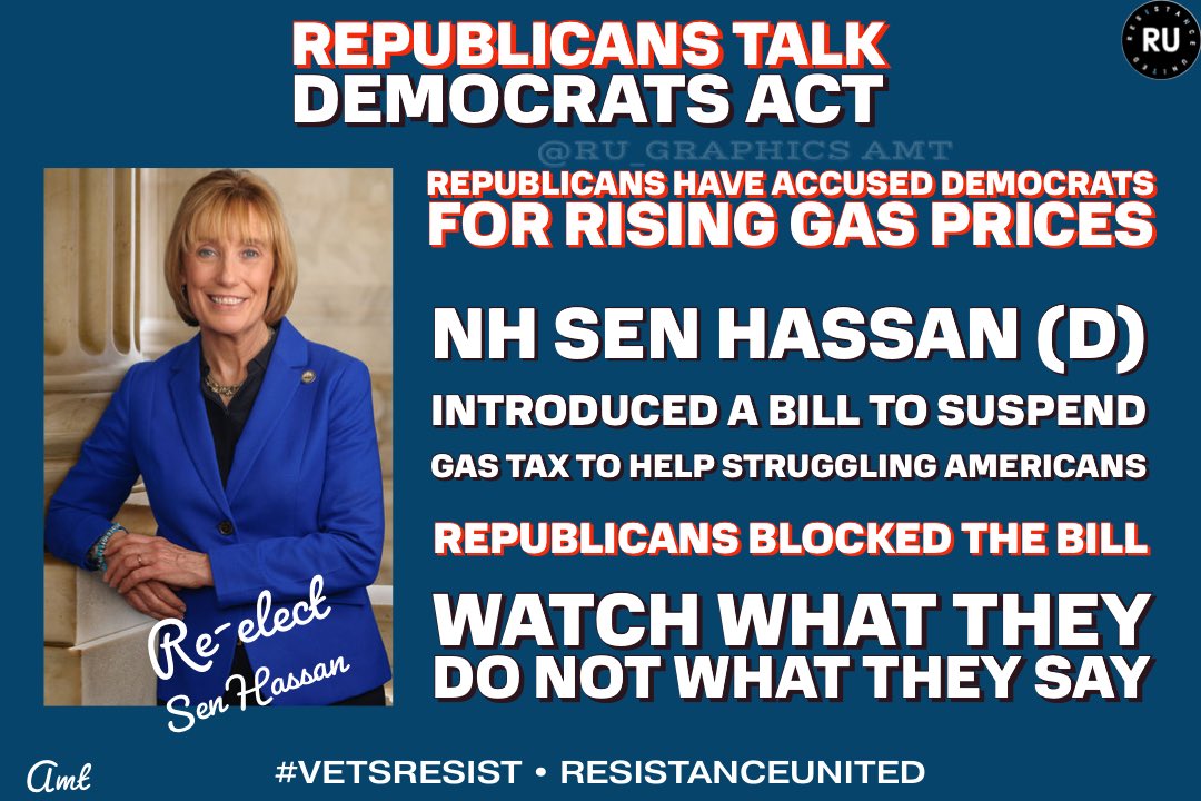 ru_graphics's tweet photo. If Republicans really cared about helping American ppl with inflation, they wouldn't have blocked the bill Sen Hassan introduced to suspend gas tax
GOP, ask big donor oil &amp; gas companies w/record profits to lower prices as crude oil $⬇️
GOP talk. #DemocratsAct
#ResistanceUnited https://t.co/tGtxZ8XV58
