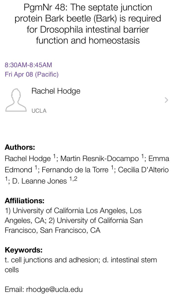 demarco_rafa's tweet photo. #Dros22 Interested in how tricelular junctions in epithelial cells affect stem cell behavior? Grad student @Rachel_A_Hodge from @JonesLabUCSF will speak on Fri at 8:30a about the role of Bark beetle in regulating intestinal barrier and ISC homeostasis https://t.co/DuyTNFjqSH